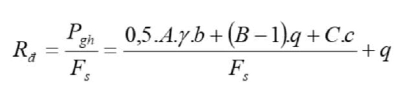 Công thức để tính ra bảng tra sức chịu tải của đất nền
